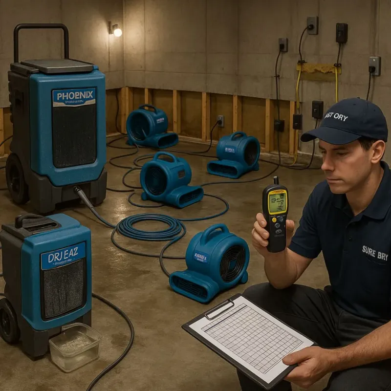 Structural Drying and Dehumidification process in Lamb County, TX